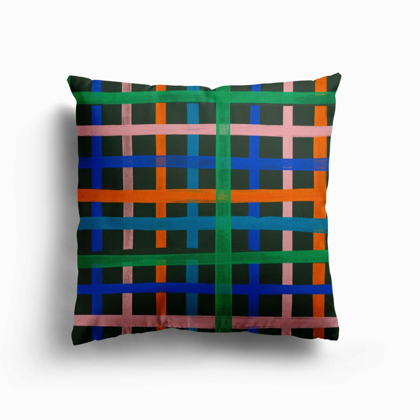 Dark Plaid Canvas Cuscino