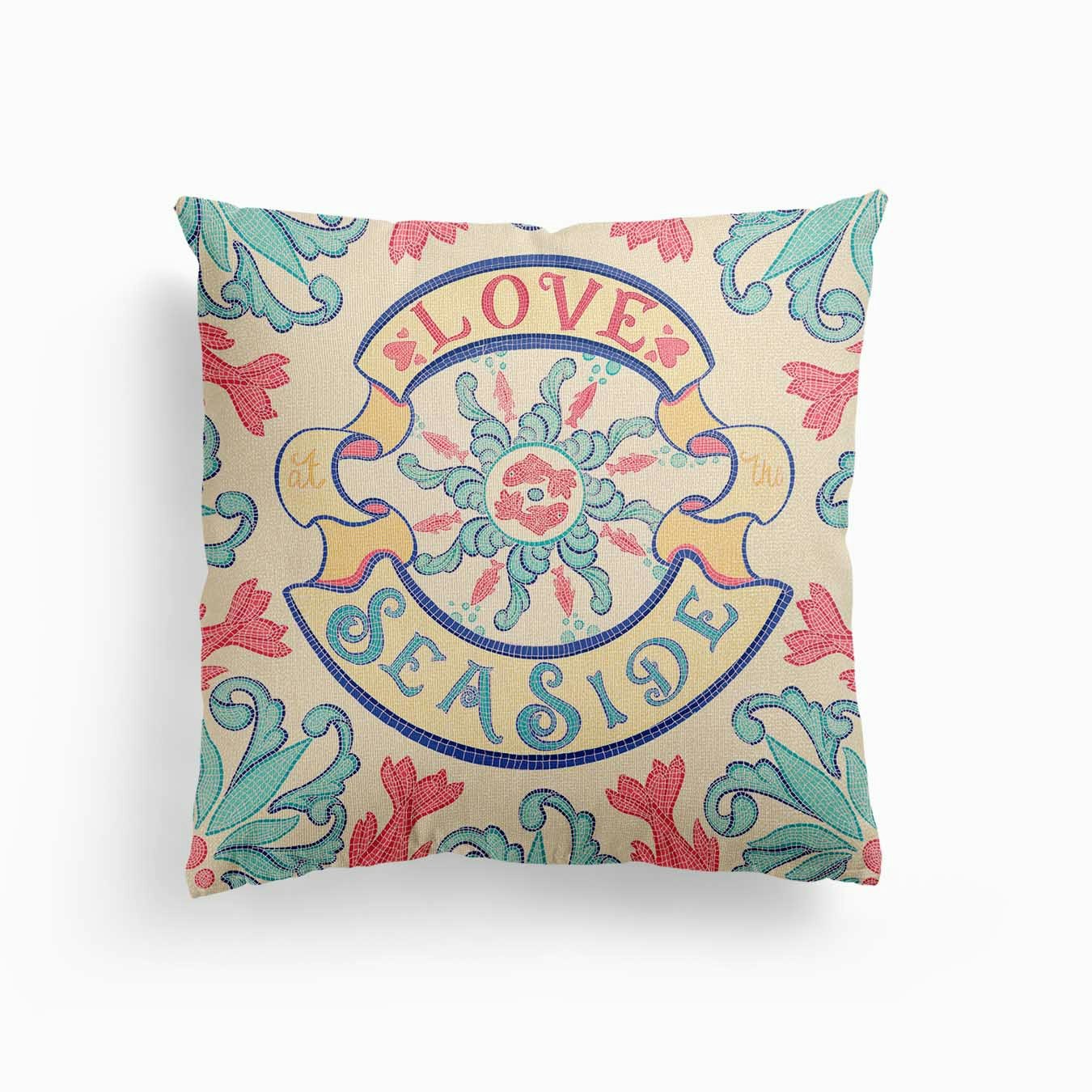 Love At The Seaside Canvas Cushion by Blueale Illustrations