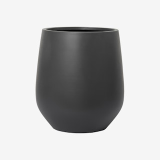 Tall Tapered Mouth Round Planter - Charcoal