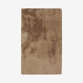 Rabbit Faux Fur Rectangle Rug - Taupe