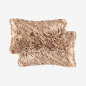 Belton Faux Fur Pillows - Tan - Set of 2