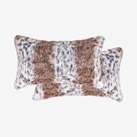 Belton Faux Fur Pillows - Georgetown Lynx - Set of 2