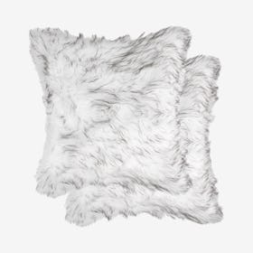 Belton Faux Fur Square Pillows - Gradient Grey - Set of 2