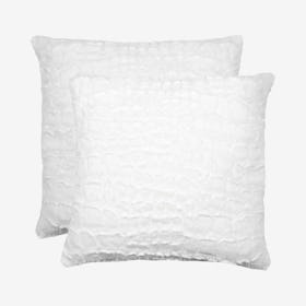 Belton Faux Fur Square Pillows - Ivory Mink - Set of 2