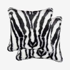 Belton Faux Fur Square Pillows - Denton Zebra - Set of 2