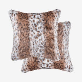 Belton Faux Fur Square Pillows - Georgetown Lynx - Set of 2