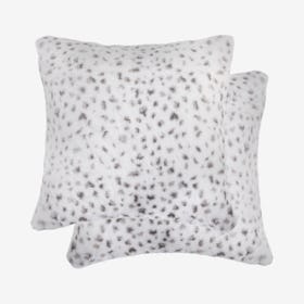 Belton Faux Fur Square Pillows - Snow Leopard - Set of 2