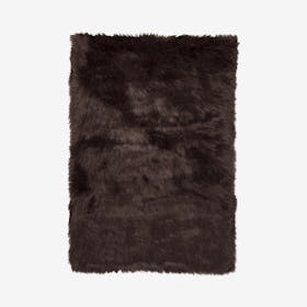 Hudson Faux Fur Rectangle Rug - Chocolate