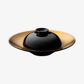 Gem Deep Presentation Plate and Bowl - Black / Gold - Set of 2