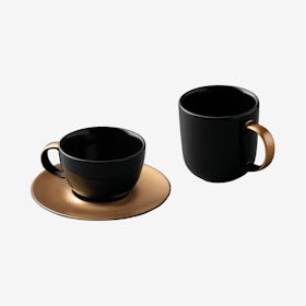 Gem Coffee and Tea Set - Black / Gold - Set of 3