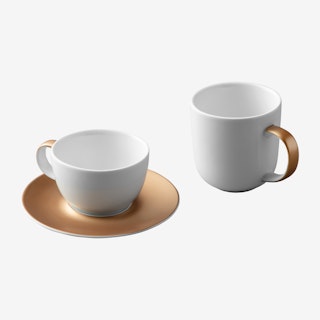 Gem Coffee and Tea Set - White / Gold - Set of 3