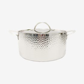Hammered Triple-Ply Covered Dutch Oven - Stainless Steel