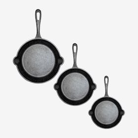 Graduated Fry Pans - Black - Cast Iron - Set of 3