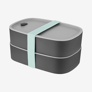 Leo Dual Bento Box with Strap - Grey / Mint - Set of 3