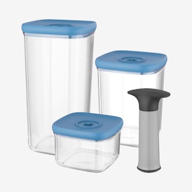 Leo Vacuum Food Container Set - Blue - Set of 4