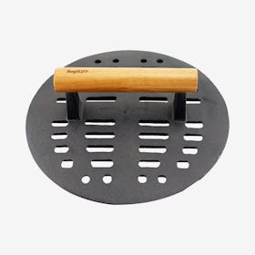 Slotted Steak Press - Black - Cast Iron