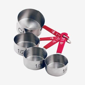 Measuring Cup Set - Silver / Red - Set of 4