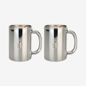 Straight Coffee Mugs - Stainless Steel - Set of 2