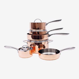 Triple Ply Non-Hammered Cookware Set - Copper - Set of 10