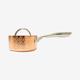 Triple Ply Hammered Covered Saucepan - Copper