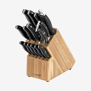 Essentials Forged Cutlery Set with Block - Stainless Steel / Wood - Set of 15