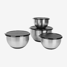 Essentials Geminis Mixing Bowls with Lids - Stainless Steel - Set of 8