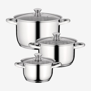Essentials Gourmet Cookware Set - Stainless Steel - Set of 6