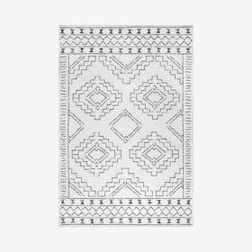 Noa Tribal Moroccan Area Rug - White