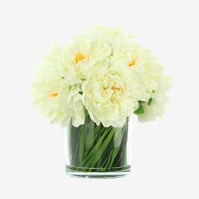 Peony Floral Arrangement in Vase - Beige