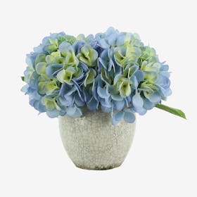 Hydrangea Floral Arrangement in Vase - Light Blue