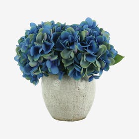Hydrangea Floral Arrangement in Vase - Dark Blue