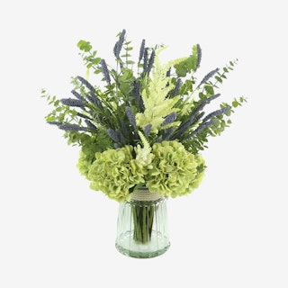 Hydrangea, Astilbe and Lavender Floral Arrangement in Vase - Green