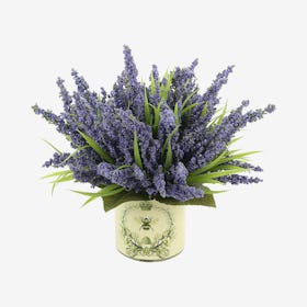 Heather Floral Arrangement in Bee Container - Lavender