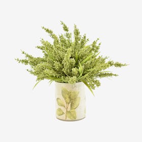 Heather Floral Arrangement in Label Vase - Green