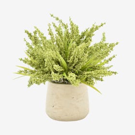 Heather Floral Arrangement in Pot - Green / Grey