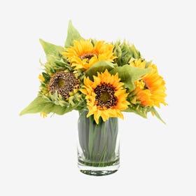 Sunflower Floral Arrangement in Vase - Yellow / Green