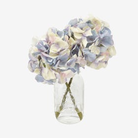 Hydrangea Floral Arrangement in Mason Jar - Purple
