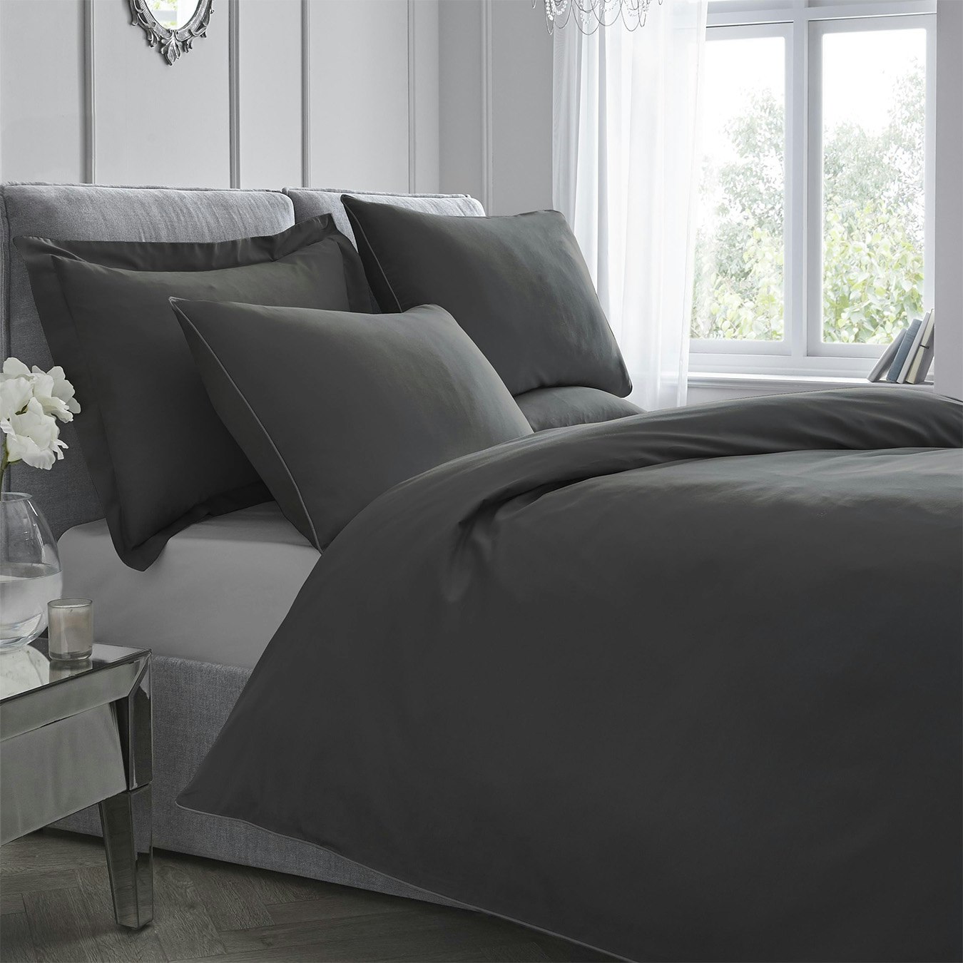 Plain Dye 200TC Duvet Cover Set - Charcoal by Appletree Boutique
