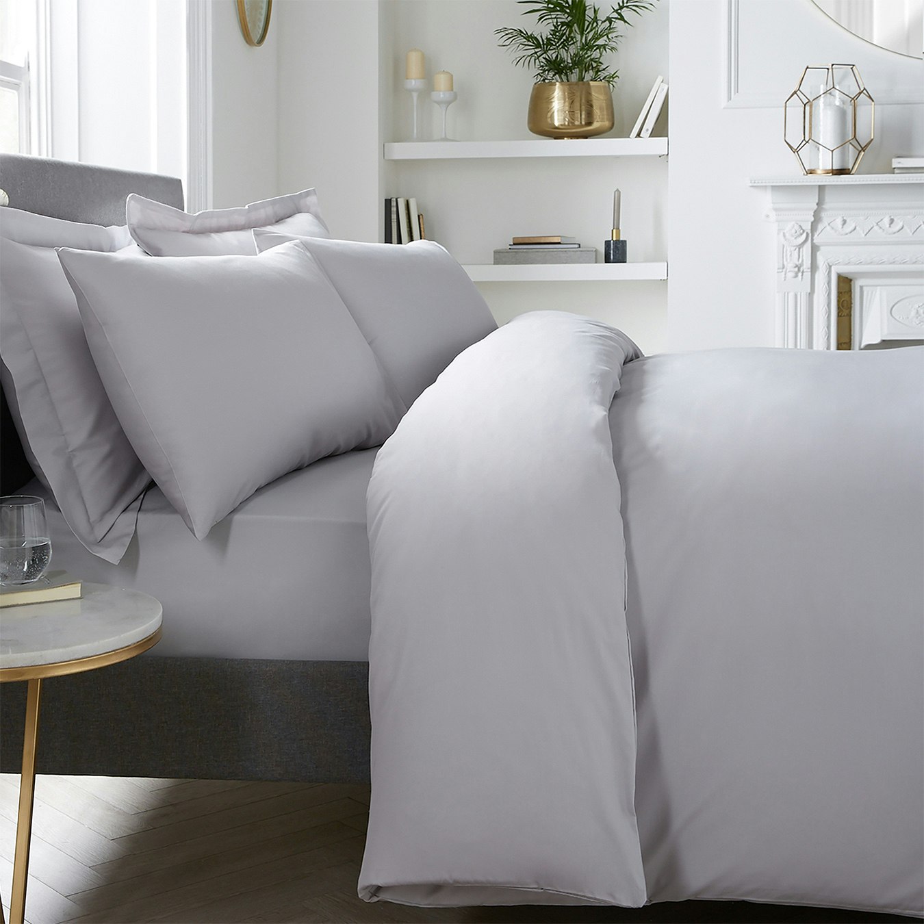 Plain Dye 400TC Duvet Cover Set - Silver by Appletree Boutique