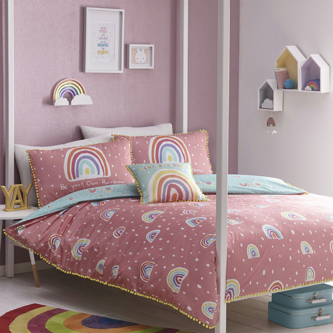 Rainbow Pom Duvet Set - Multicoloured by Appletree Kids