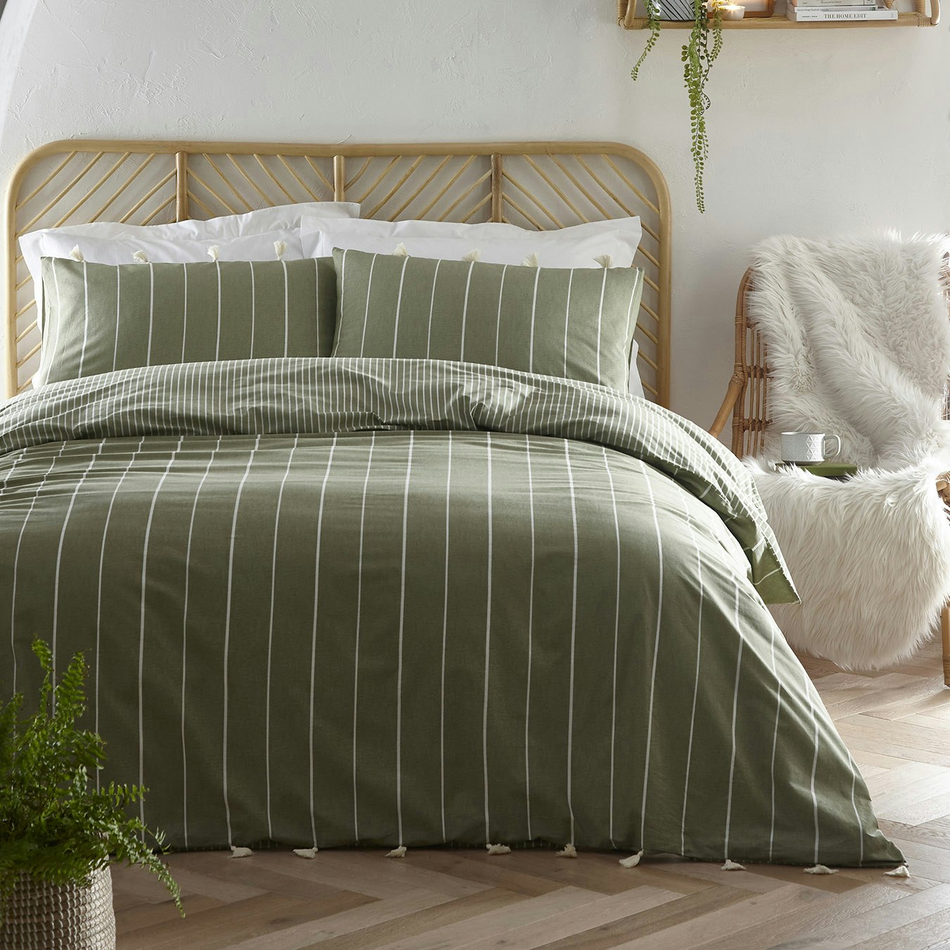 Delta Stripe Duvet Cover Set - Khaki by Appletree Loft