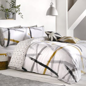 Leda Duvet Set - Grey / Ochre