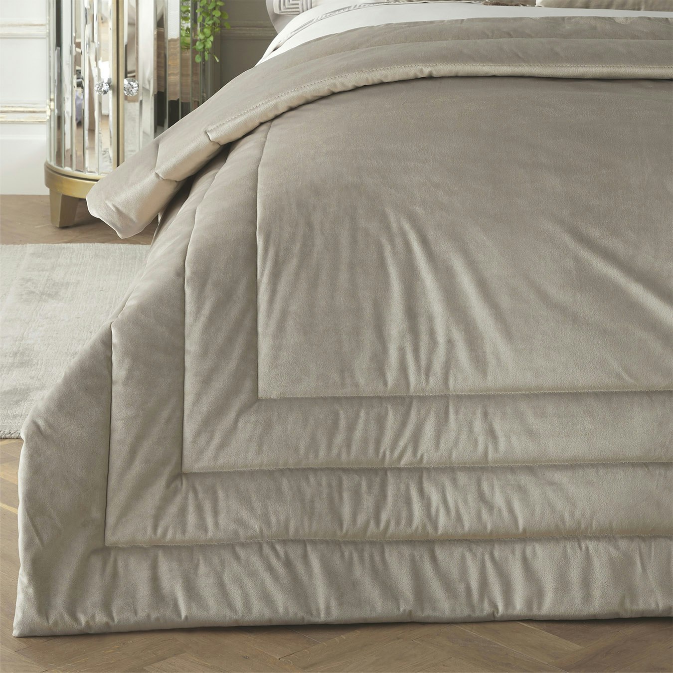 Chic Bedspread - Oyster - Velvet by Laurence Llewelyn-Bowen Bedding