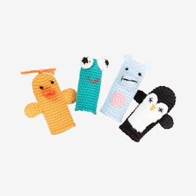 Splashers Animal Finger Puppets - Multicoloured - Organic Cotton Yarn - Set of 4 - Hand-Knitted