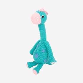 Danny the Dinosaur Stuffed Animal - Green - Organic Cotton Yarn - Hand-Knitted