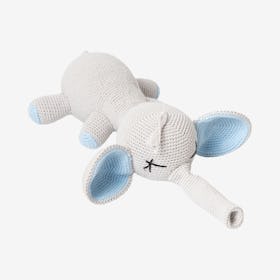 Earl the Elephant Stuffed Animal - Grey - Organic Cotton Yarn - Hand-Knitted