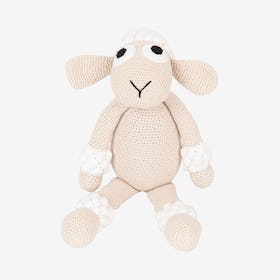 Shelby the Sheep Stuffed Animal - Pink - Organic Cotton Yarn - Hand-Knitted