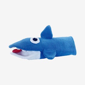 Shark Hand Puppet - Blue - Organic Cotton Yarn - Hand-Knitted