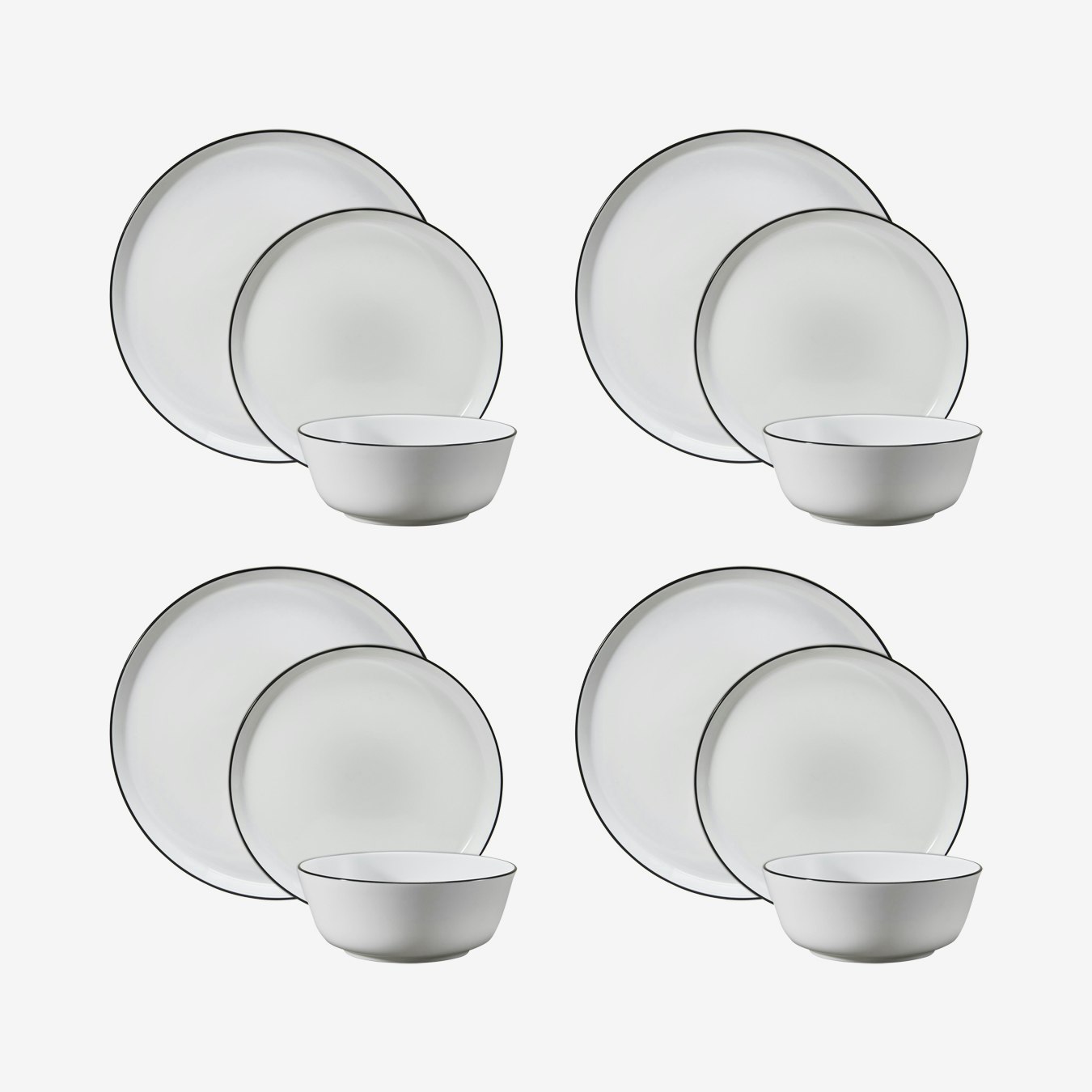 Arctic Noir Dinner Set - Set Of 12 by Fairmont & Main