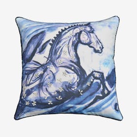 Horse Decorative Pillow - Blue